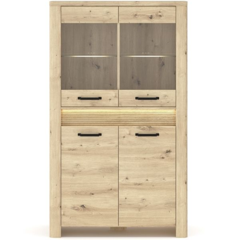 Witryna MORIS niska 2d2w + LED dąb artisan | Mebelbos Witryna MORIS niska 2d2w + LED dąb artisan | Mebelbos