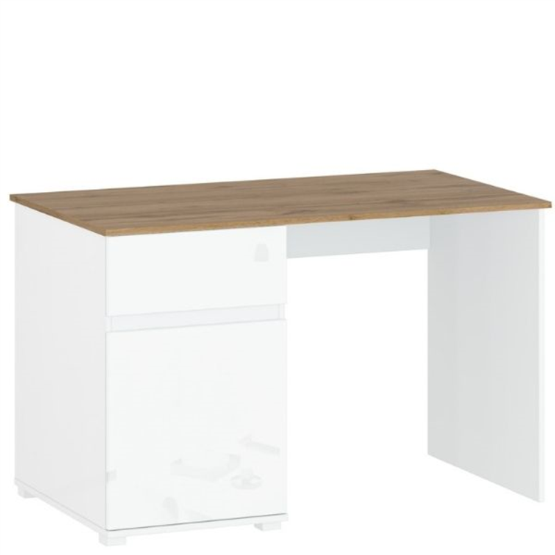 Biurko VIGO 1d1s/120 [P1] biały połysk / dąb wotan | Mebelbos