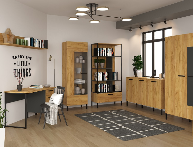 Regał SANTES otwarty 1s dąb craft złoty / antracyt | Mebelbos — zdjęcie 2 Regał SANTES otwarty 1s dąb craft złoty / antracyt | Mebelbos — zdjęcie 2