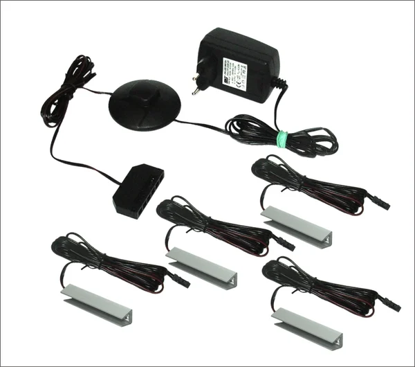 LED 4x klips srebrny do półek szklanych biały ciepły | Mebelbos