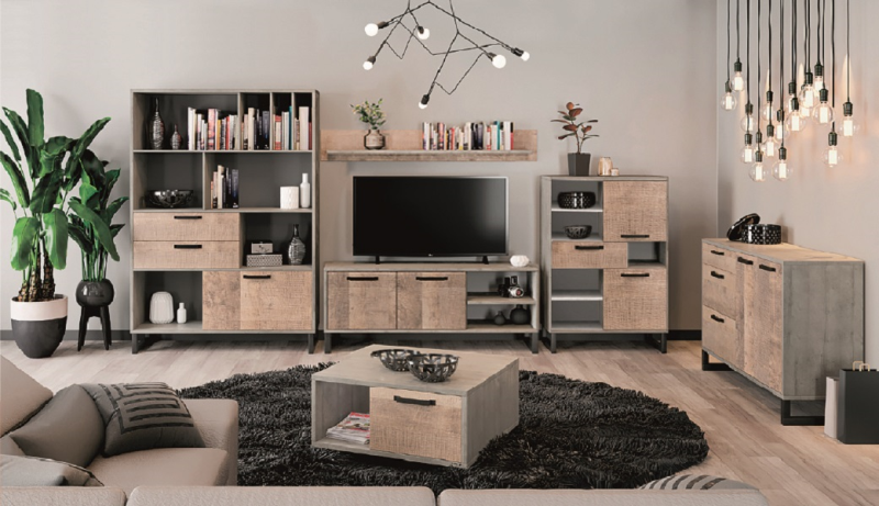 Szafka BARI RTV 2d/140 szary / dąb piaskowy | Mebelbos — zdjęcie 2 Szafka BARI RTV 2d/140 szary / dąb piaskowy | Mebelbos — zdjęcie 2