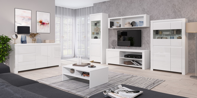 Witryna LINGO niska 2d2w [C] biały połysk | Mebelbos — zdjęcie 5