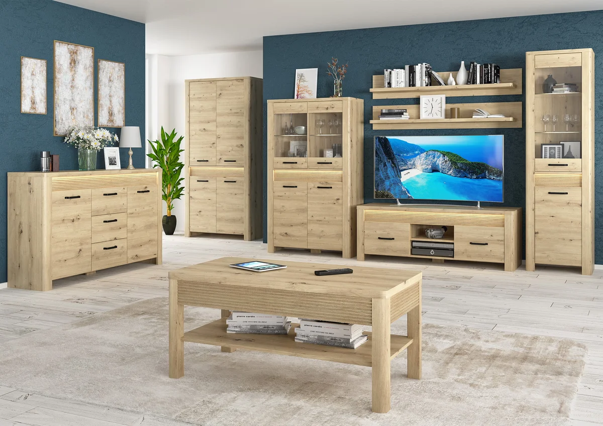 Witryna MORIS 1d1w + LED dąb artisan | Mebelbos — zdjęcie 2 Witryna MORIS 1d1w + LED dąb artisan | Mebelbos — zdjęcie 2