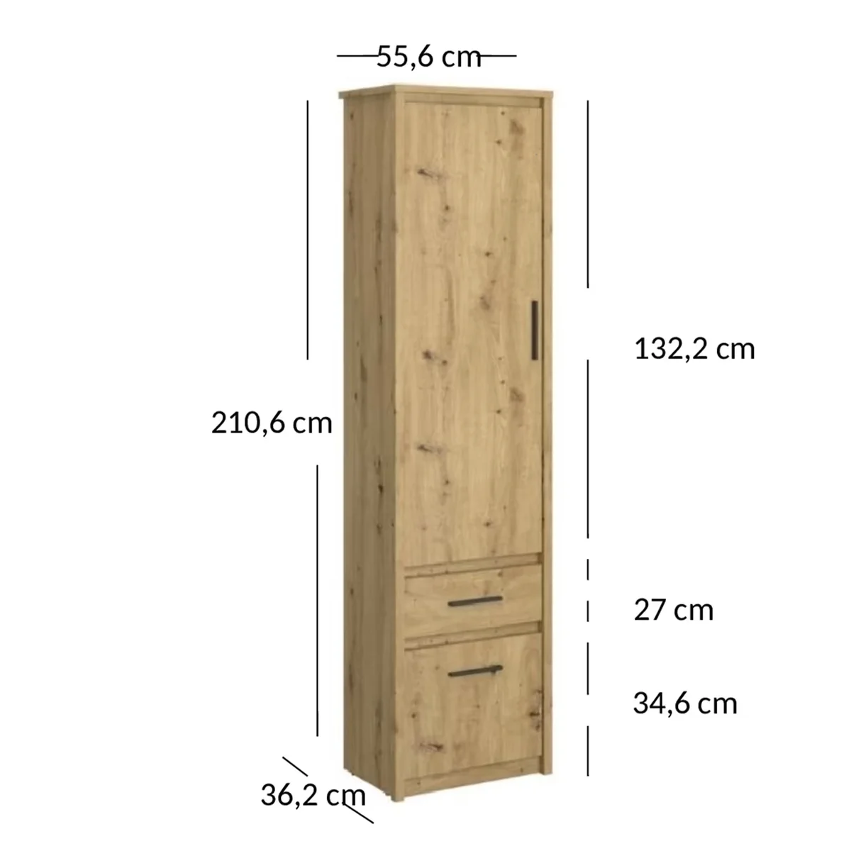 Regał AYSON 2d1s dąb artisan | Mebelbos — zdjęcie 2