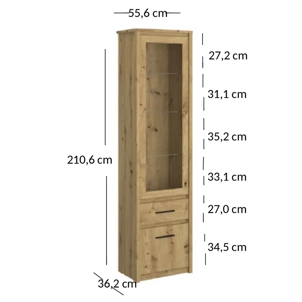 Witryna AYSON 1d1w1s dąb artisan | Mebelbos — zdjęcie 3