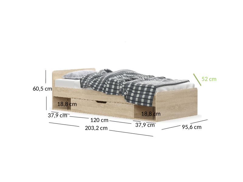 Łóżko TIPS 1s/90 dąb sonoma (v.2) | Mebelbos — zdjęcie 3