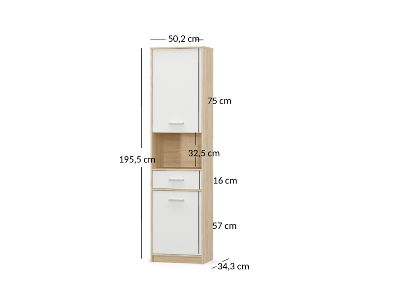 Regał TIPS 2d1s dąb sonoma / biały | Mebelbos — zdjęcie 3