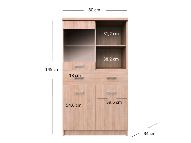 Witryna TOP MIX 2d1w1s/80 dąb sonoma | Mebelbos — zdjęcie 4