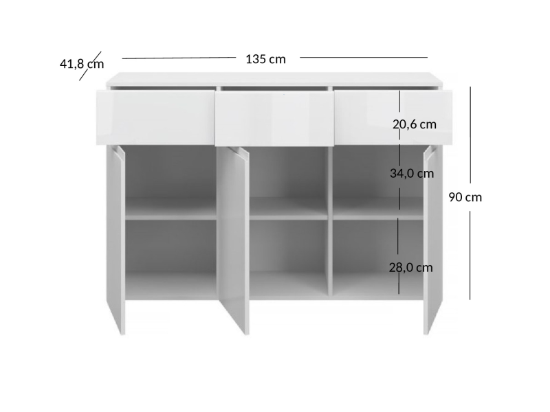 Komoda YOLK 3d3s biały połysk | Mebelbos — zdjęcie 4
