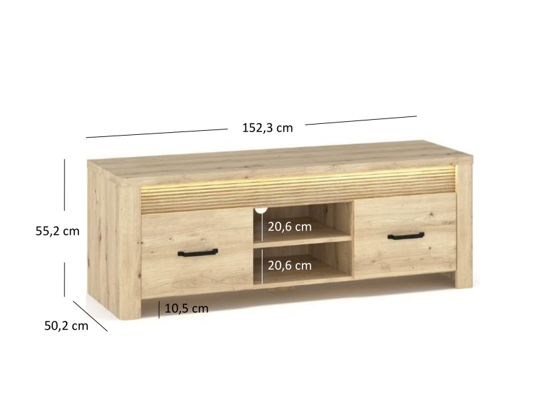 Szafka MORIS RTV 2s/150 + LED dąb artisan | Mebelbos — zdjęcie 4