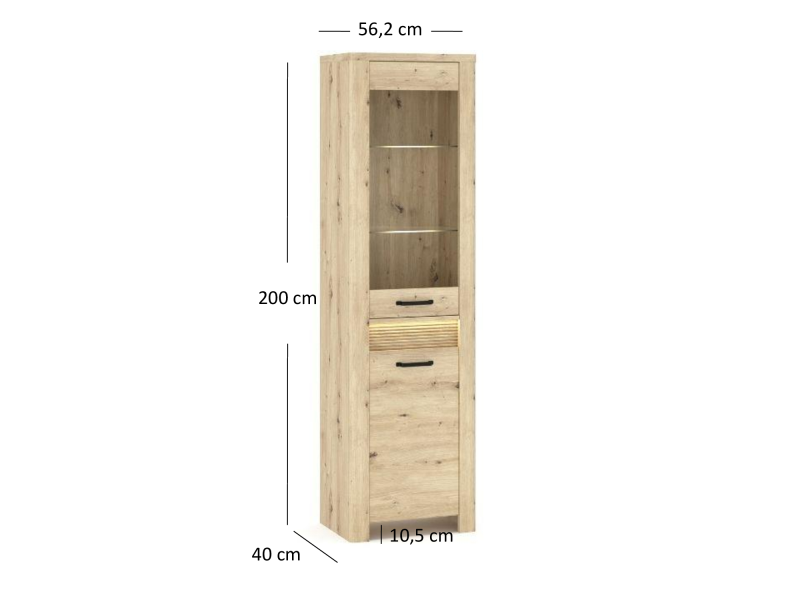 Witryna MORIS 1d1w + LED dąb artisan | Mebelbos — zdjęcie 4 Witryna MORIS 1d1w + LED dąb artisan | Mebelbos — zdjęcie 4