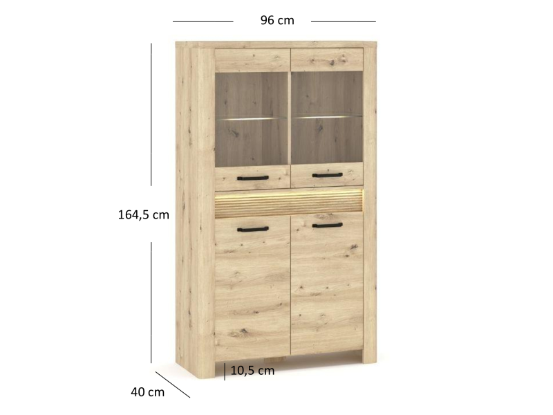 Witryna MORIS niska 2d2w + LED dąb artisan | Mebelbos — zdjęcie 4 Witryna MORIS niska 2d2w + LED dąb artisan | Mebelbos — zdjęcie 4