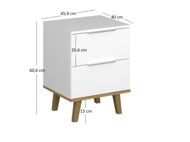 Komoda NEPTUN 2s/46 biały / dąb kamienny | Mebelbos — zdjęcie 2