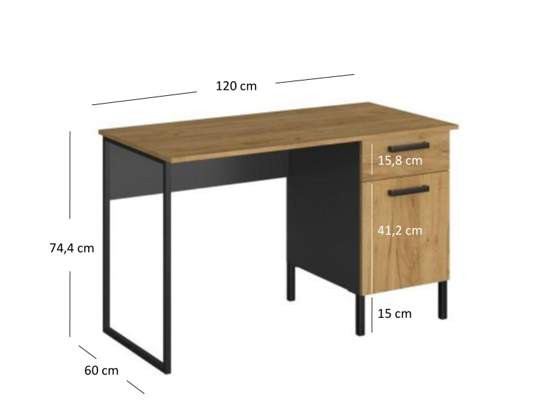Biurko SANTES 1d1s/120 dąb craft złoty / antracyt | Mebelbos — zdjęcie 3
