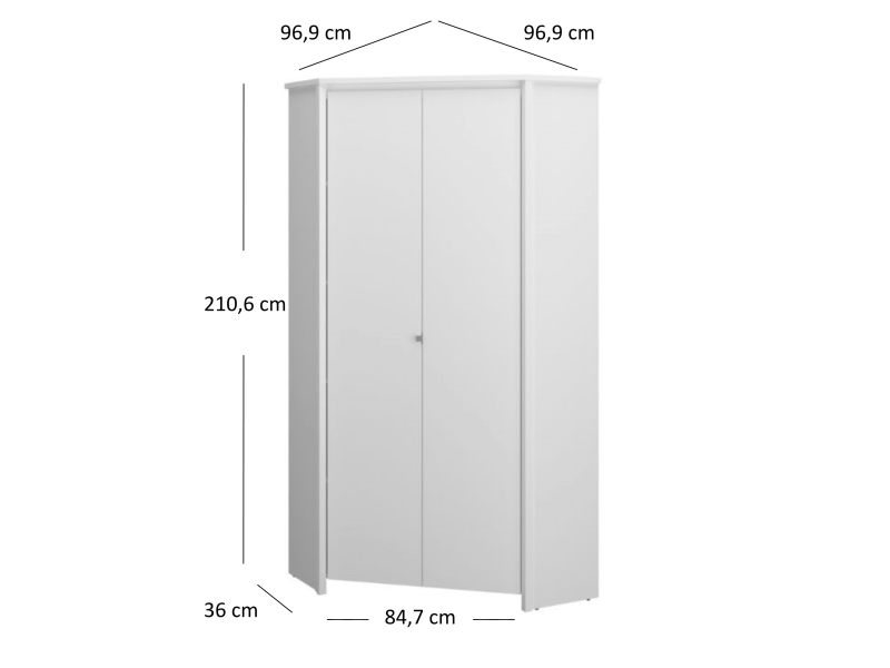 Szafa ERDEN narożna 2d biały | Mebelbos — zdjęcie 3