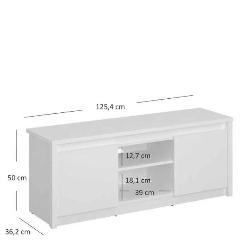 Szafka ERDEN RTV 2d/125 biały | Mebelbos — zdjęcie 5 Szafka ERDEN RTV 2d/125 biały | Mebelbos — zdjęcie 5