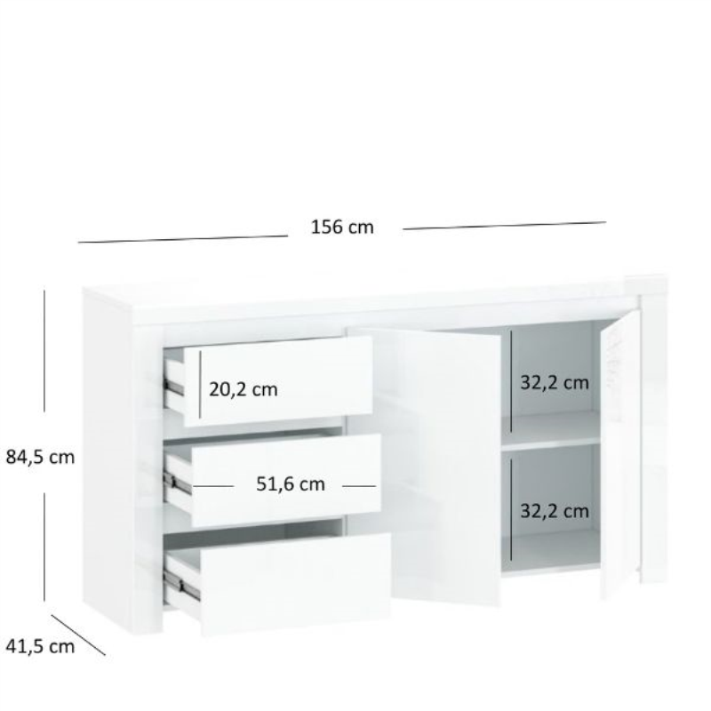 Komoda LINGO 2d3s [E] biały połysk | Mebelbos — zdjęcie 3