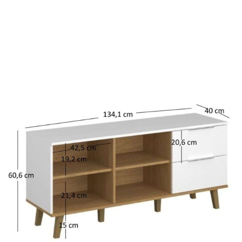 Komoda NEPTUN 2s/134 biały / dąb kamienny | Mebelbos — zdjęcie 3