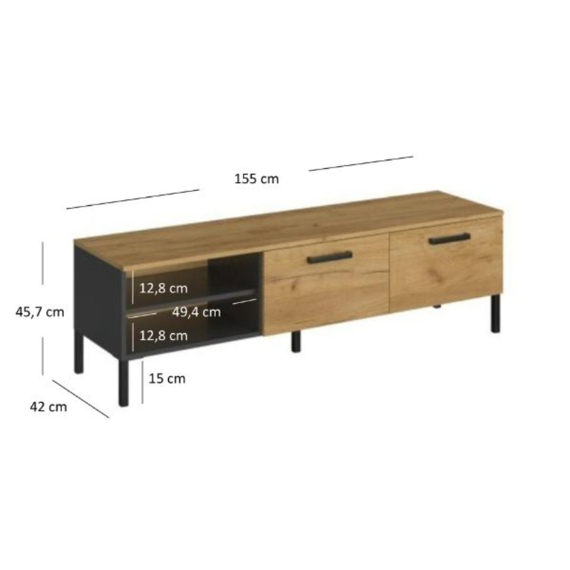 Szafka SANTES RTV 2k/155 dąb craft złoty / antracyt | Mebelbos — zdjęcie 3