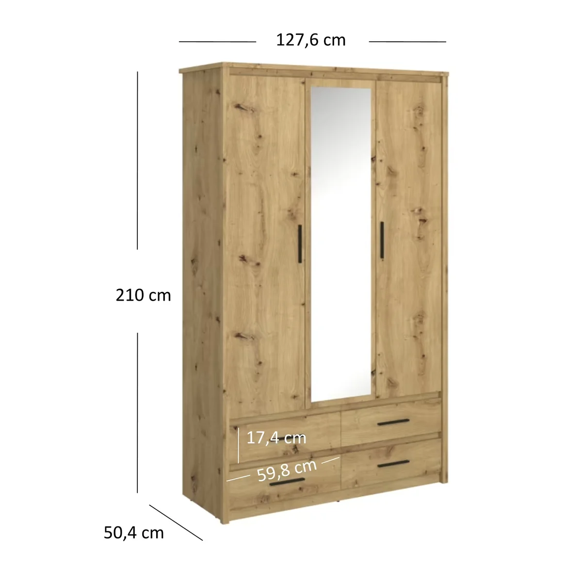 Szafa AYSON z lustrem 3d4s dąb artisan | Mebelbos — zdjęcie 3